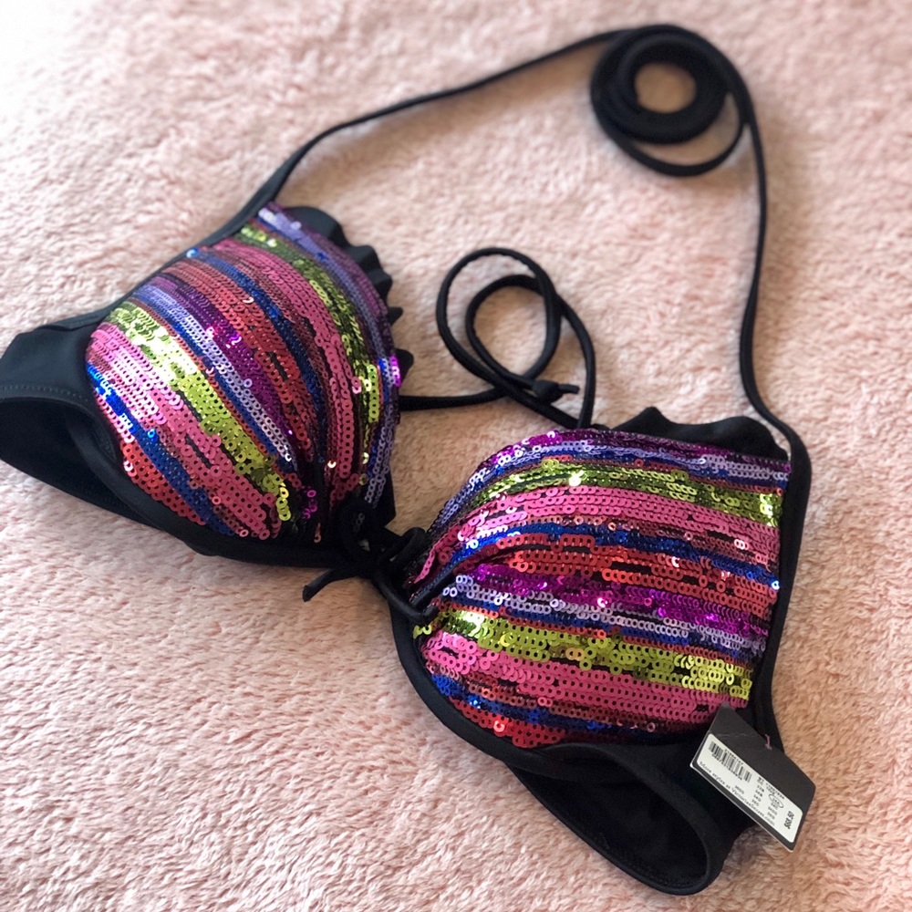 NWT Victoria’s Secret Rainbow Sequin Bikin…